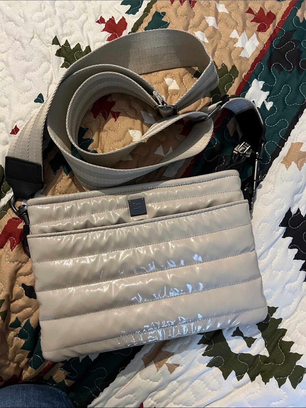 THINK ROYLN Quilted Crossbody Bag in Light Beige